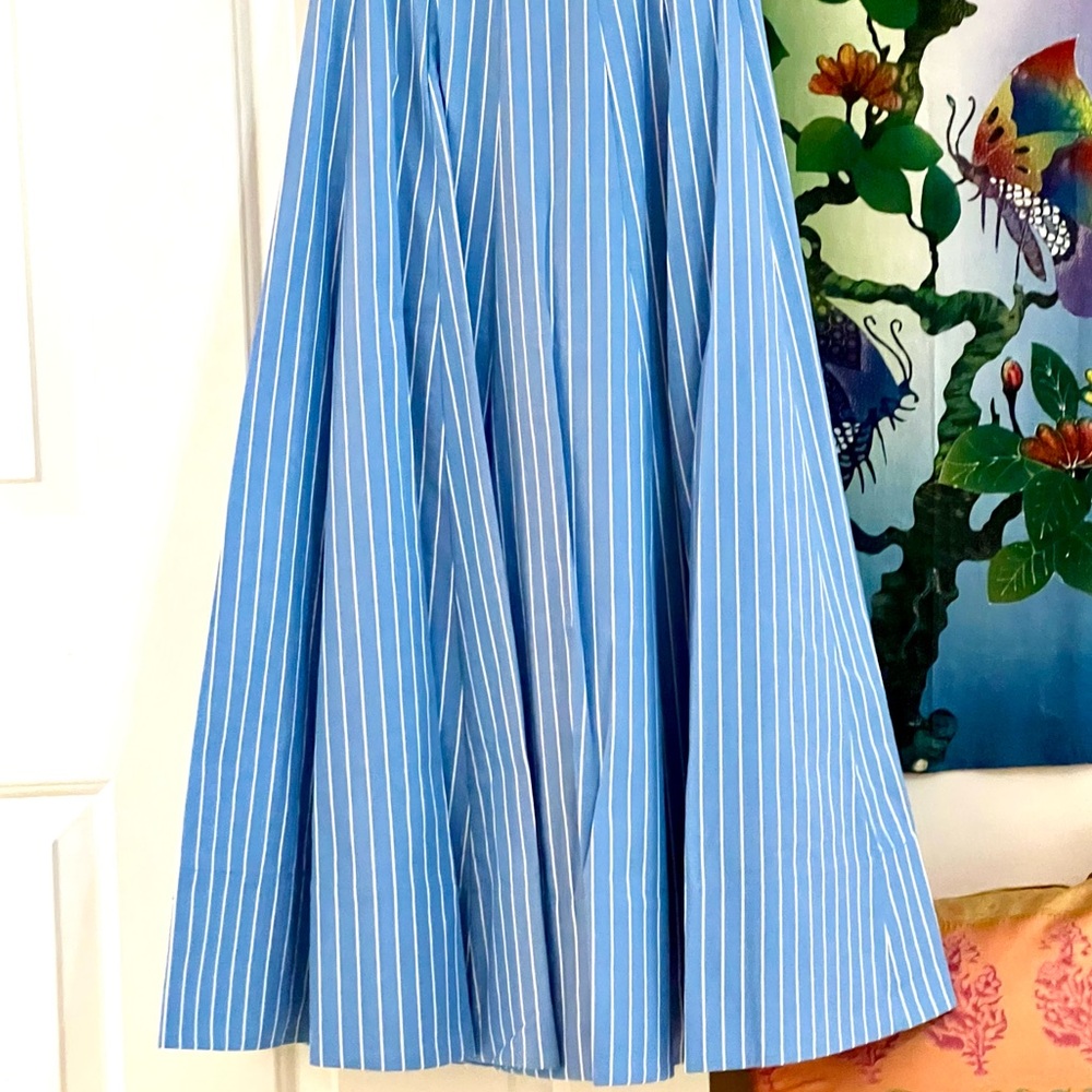 🌺🎉HP🎉🌺 NWOT Staud Wells Midi Dress Azure Pinstripe 🌟Rare Find🌟 - Picture 12 of 16